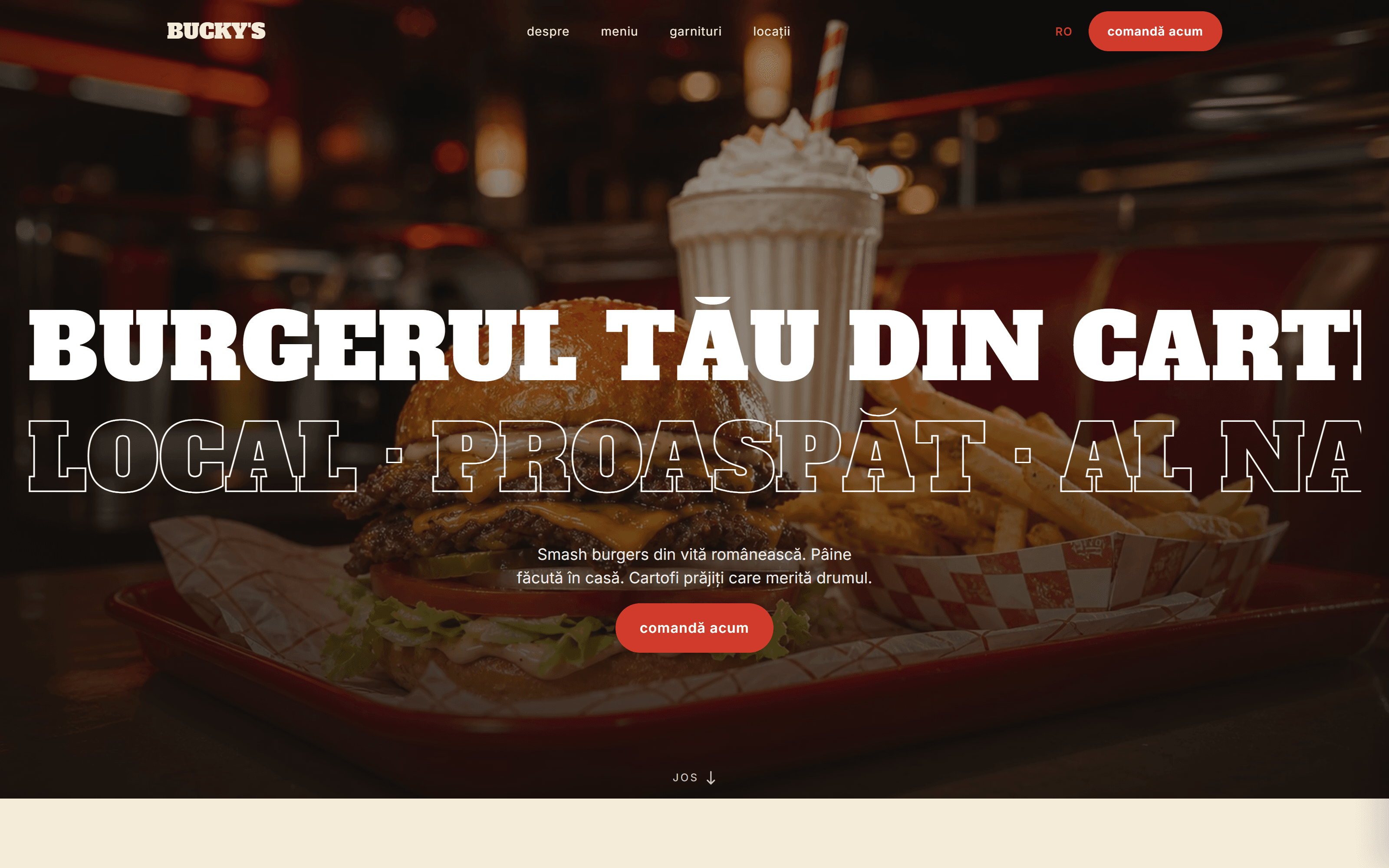 Bucky's Diner, Site brand, meniu, rezervări, feedback